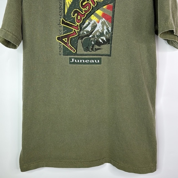 Vintage Quality Goods Juneau Alaska Graphic Olive Green T-Shirt Large - Picture 3 of 9